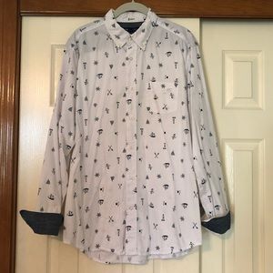 Gap Factory Slim Fit Tab Sleeve Nautical Button Up